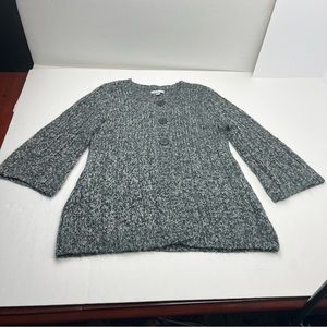 Croft‎ & Barrow Women SZ Large Grey Gray Button Cardigan 3/4 Sleeve Pockets Y2K